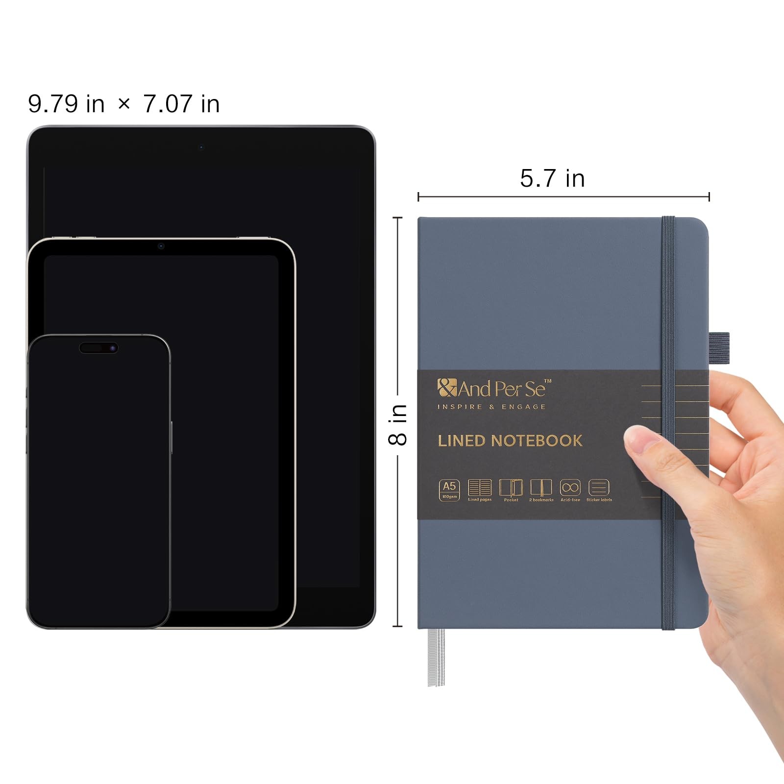 &And Per Se Lined Journal Notebook (5 Packs), 160 Pages, A5 5.7 x 8 inches Co…