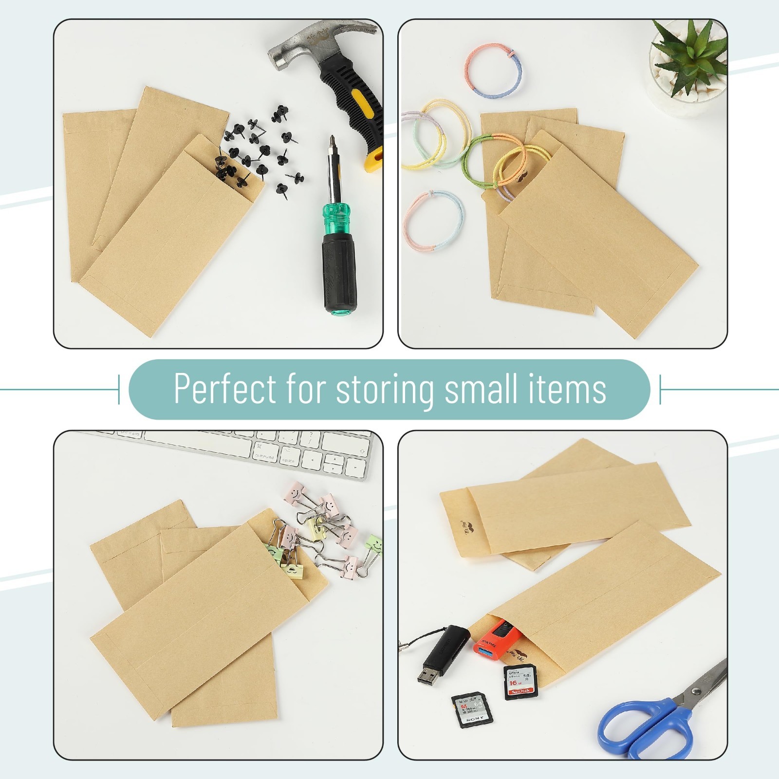 500 Pack Self-Adhesive Cash Envelopes 6.5″ x 3.5″ – Kraft Paper Budgeting & Orga