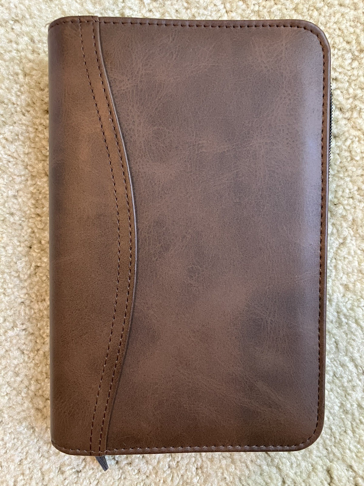 Day Timer Brown Zippered 6-Ring Planner Organizer Approx. 5.5” X 8.5”