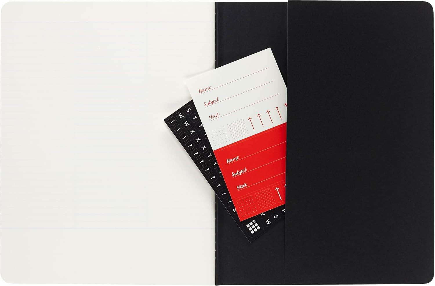 Cahier Journal, Soft Cover, Large (5″ X 8.25″) Ruled/Lined, Black, 80 Pages (Set