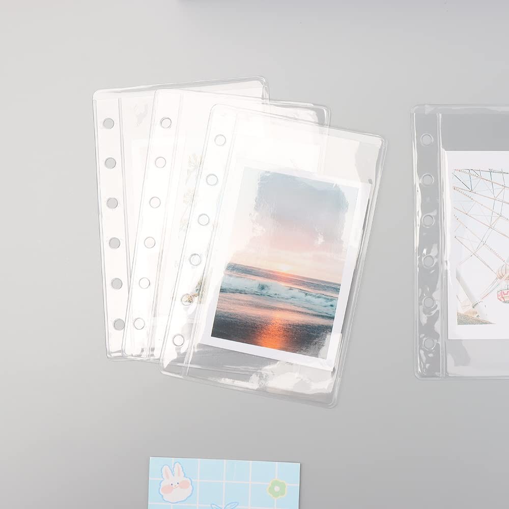 A7 Binder Pockets 12 PCS Clear Cash Envelopes Waterproof PVC Pouch 6-Ring Page