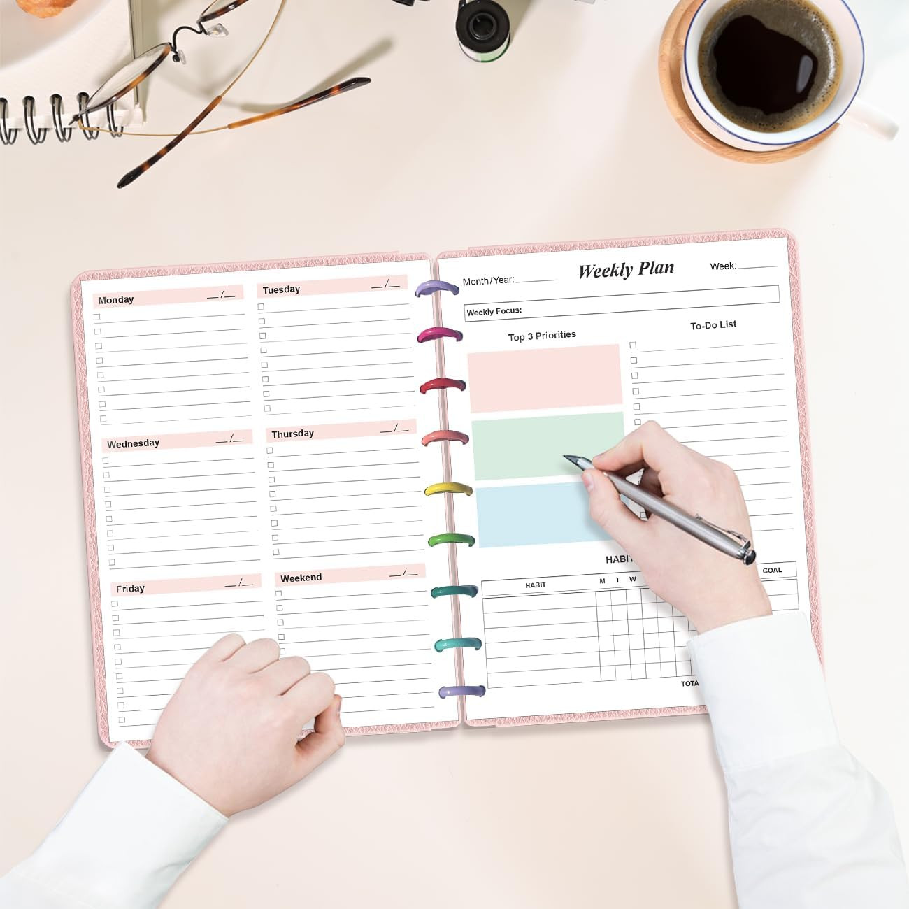 9 Disc Weekly Planner Undated Refills – Classic Size 53 1-pack, Colorful