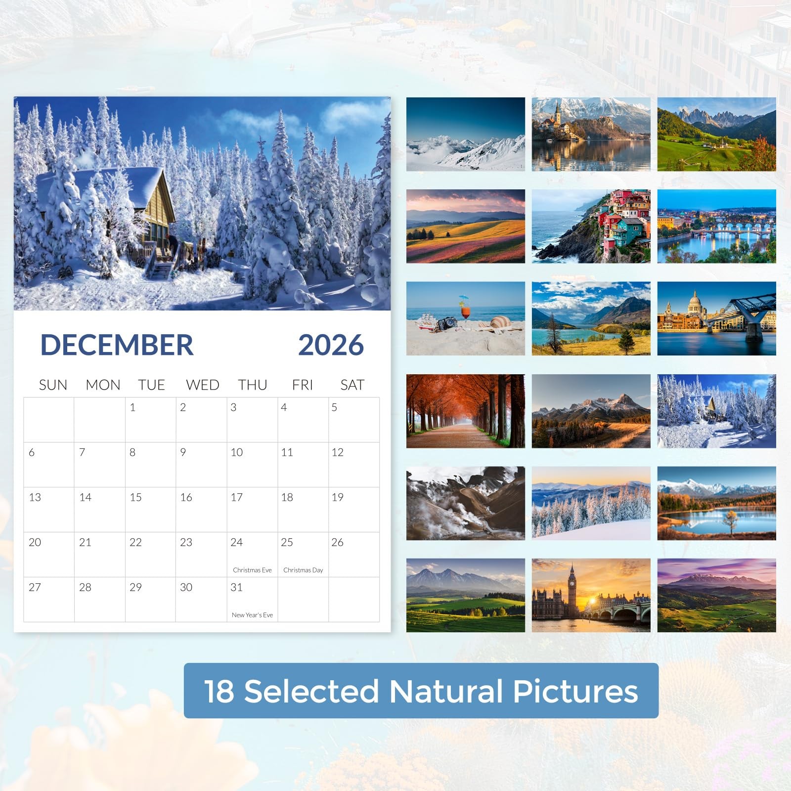KONVINIT Desk Calendar 2026, 18 Months 2026-2027 – From Seasons