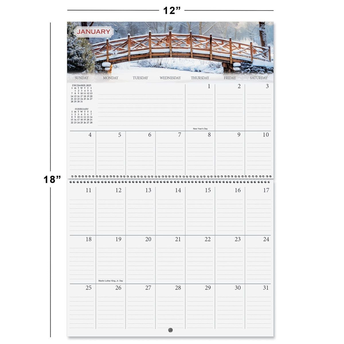 2026 Seasons Big Grid Wall Calendar, 12-Inch x 9-Inch Size 2026