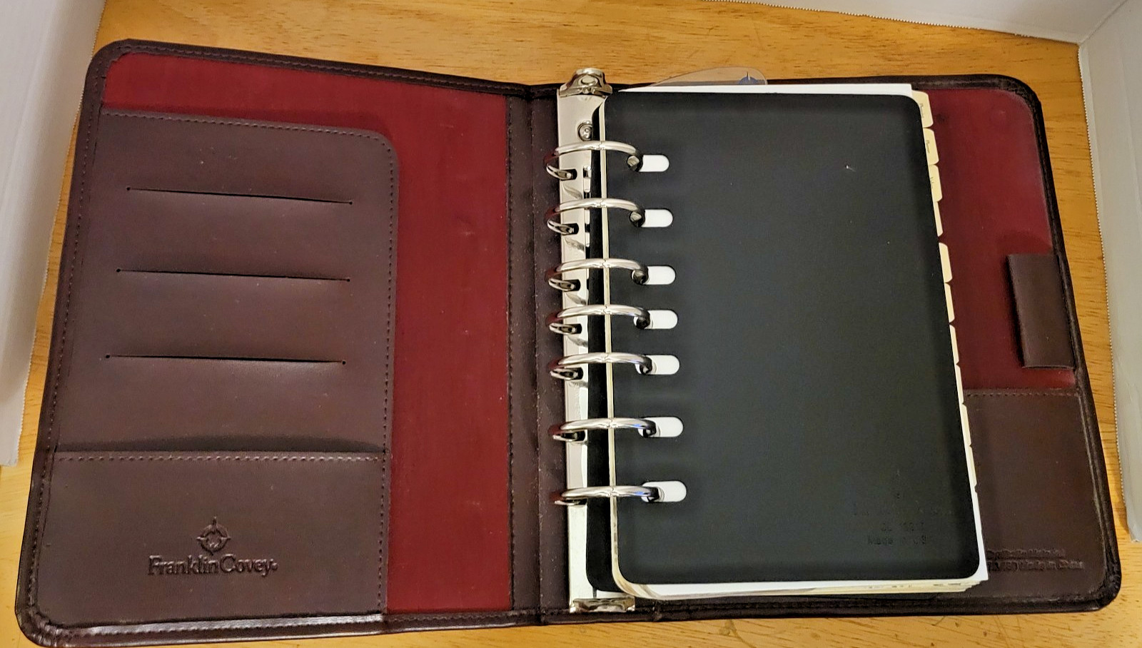 Brown Franklin Planner Classic Size 8″x9″ Open Vinyl 7 Ring Planner
