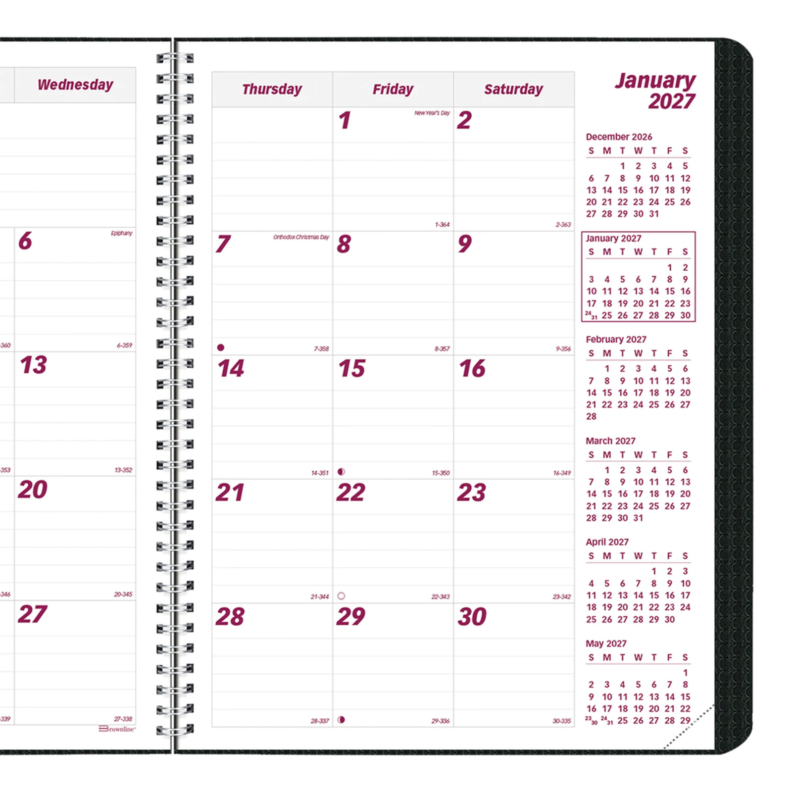 2026-2028 Brownline 14-Month DuraFlex Monthly Planner, 11″ x 8-1/2″, Black
