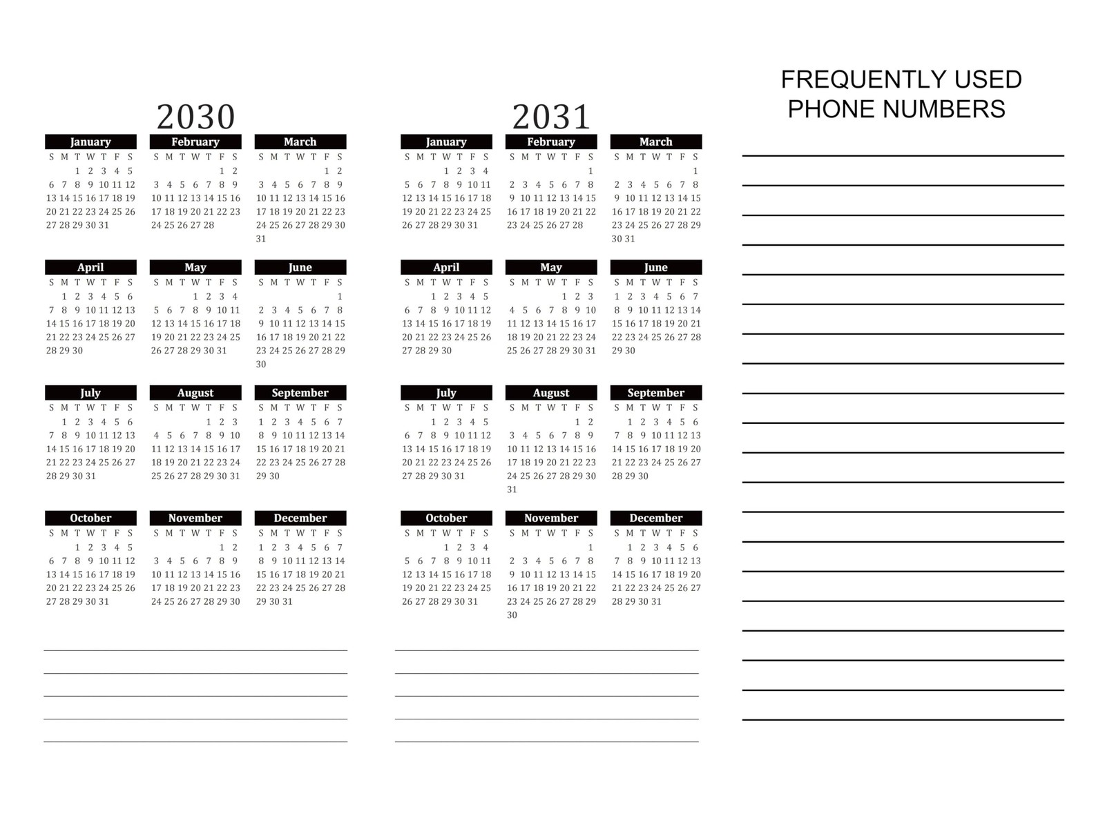 Ritadeshop 5 Year Calendar Planner Blue 11″ x 8.5″ Begin On Jan,