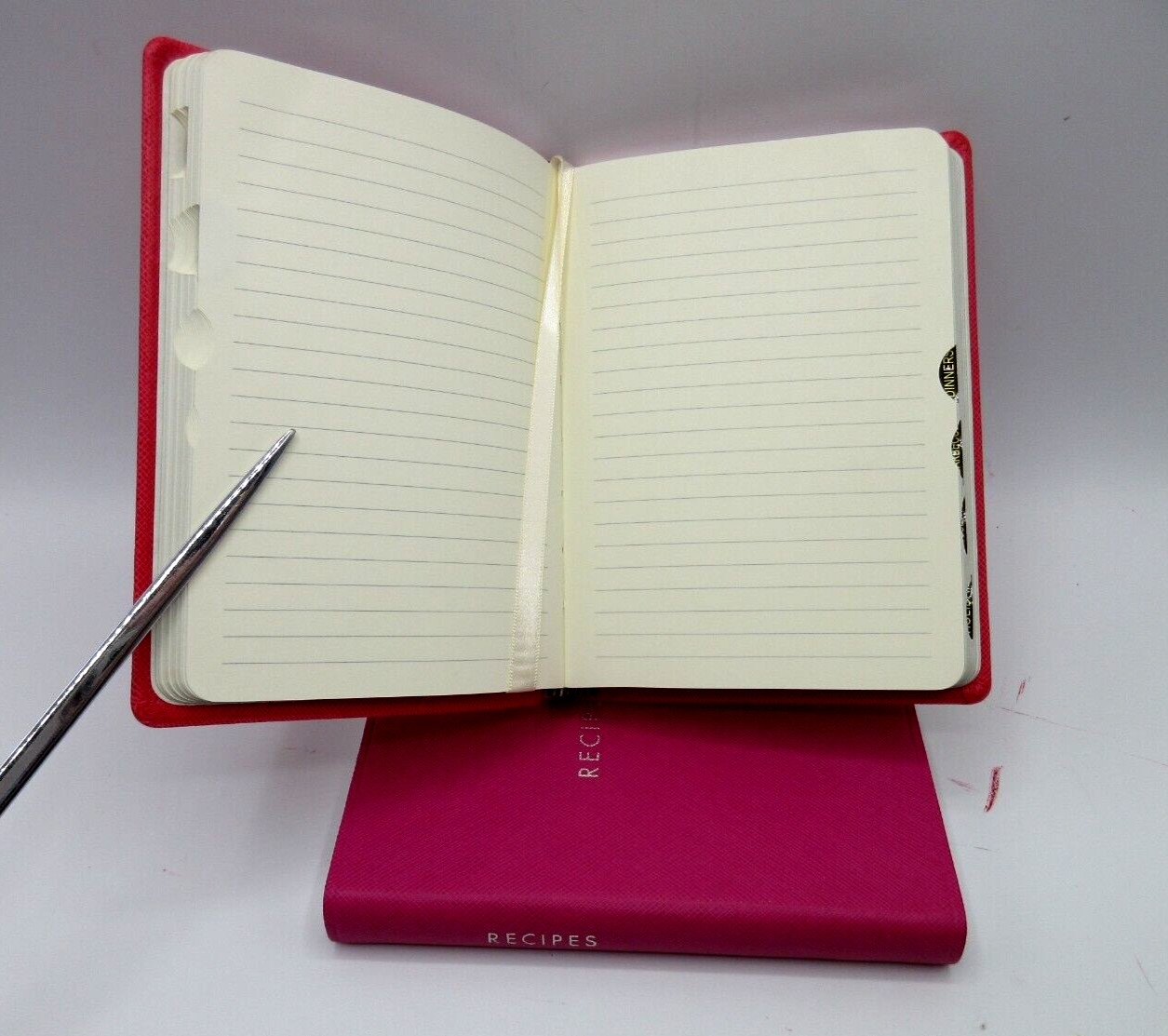RECIPES Planner Notebook 4×6″ Soft Cover with Tabs Graphic Image Post PINK