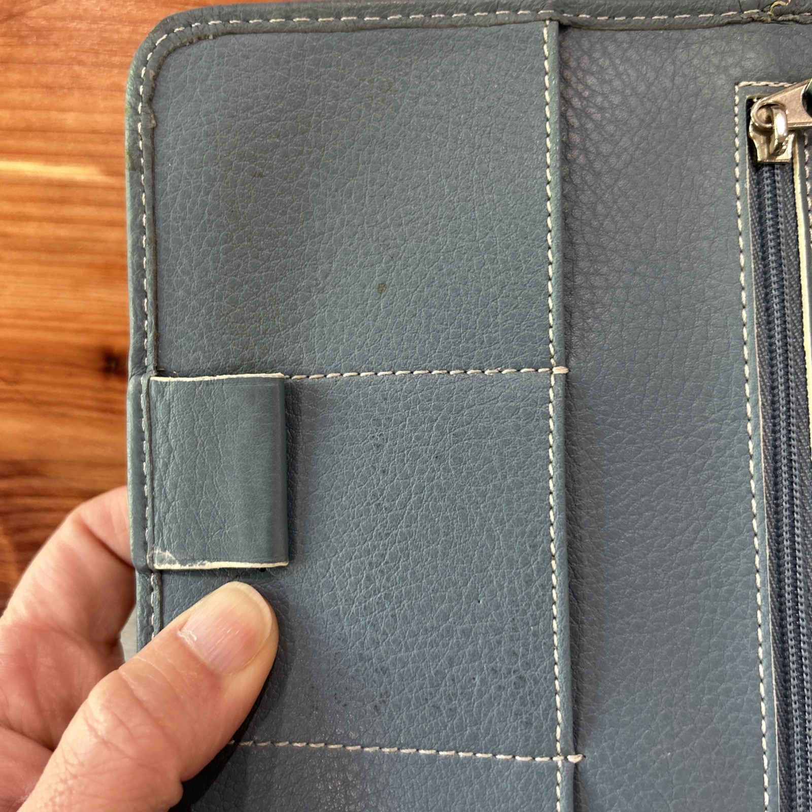 Franklin covey Vintage Full Grain Italian Leather Dusty Blue 6 Ring Planner