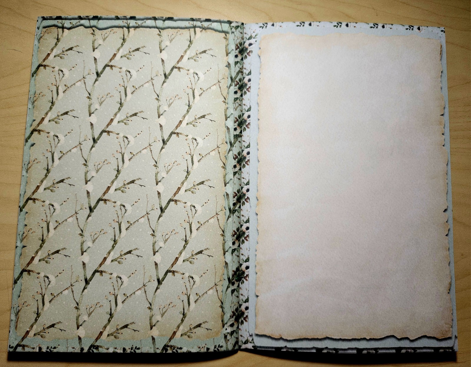Junk Journal Blank Booklet “WINTER WONDER” Handmade Wildlife Lg 8.5″x5.5″ 40pgs