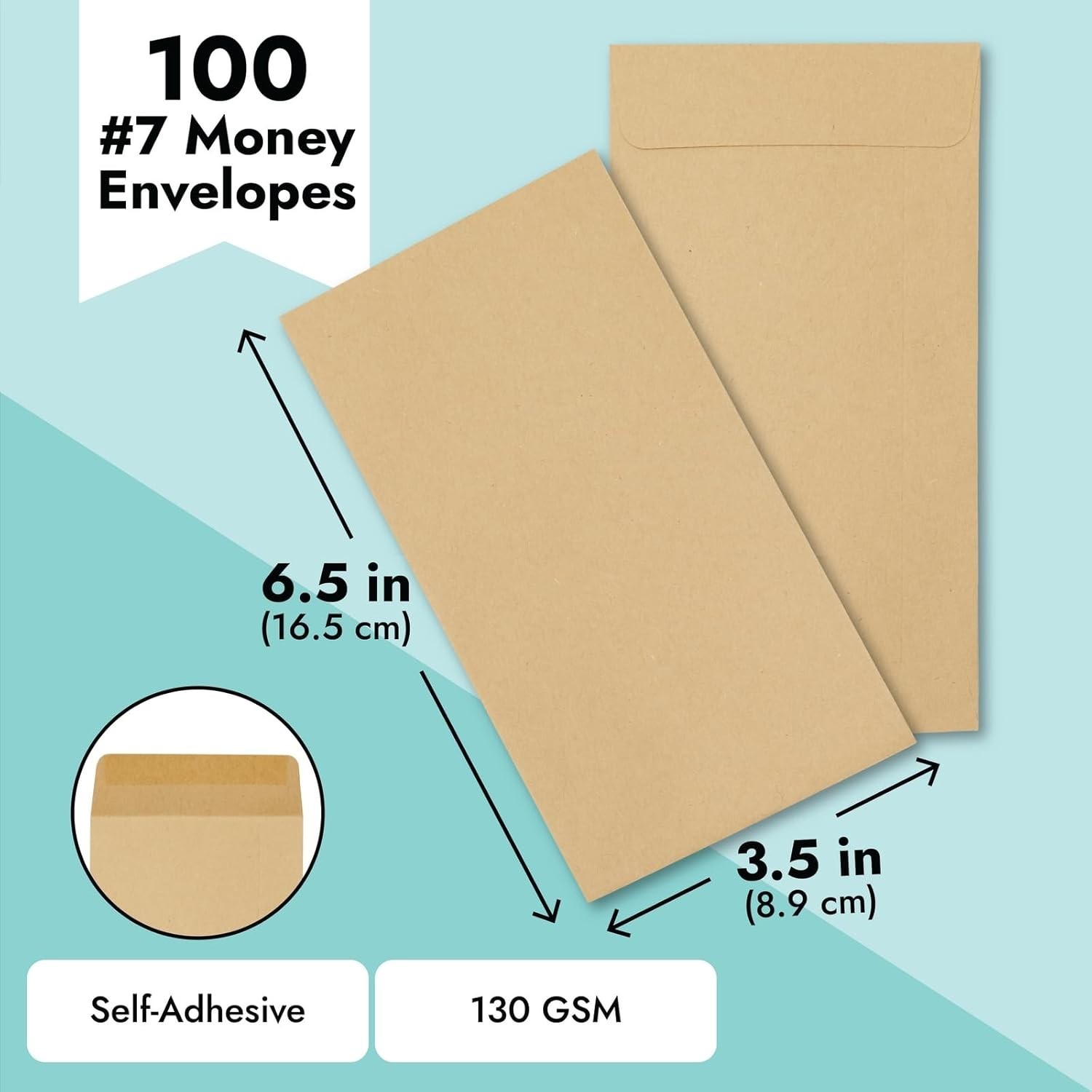 Compact Money Gift Envelopes – 100 Pack Brown 3.5 x 6.5 in for All Occasions