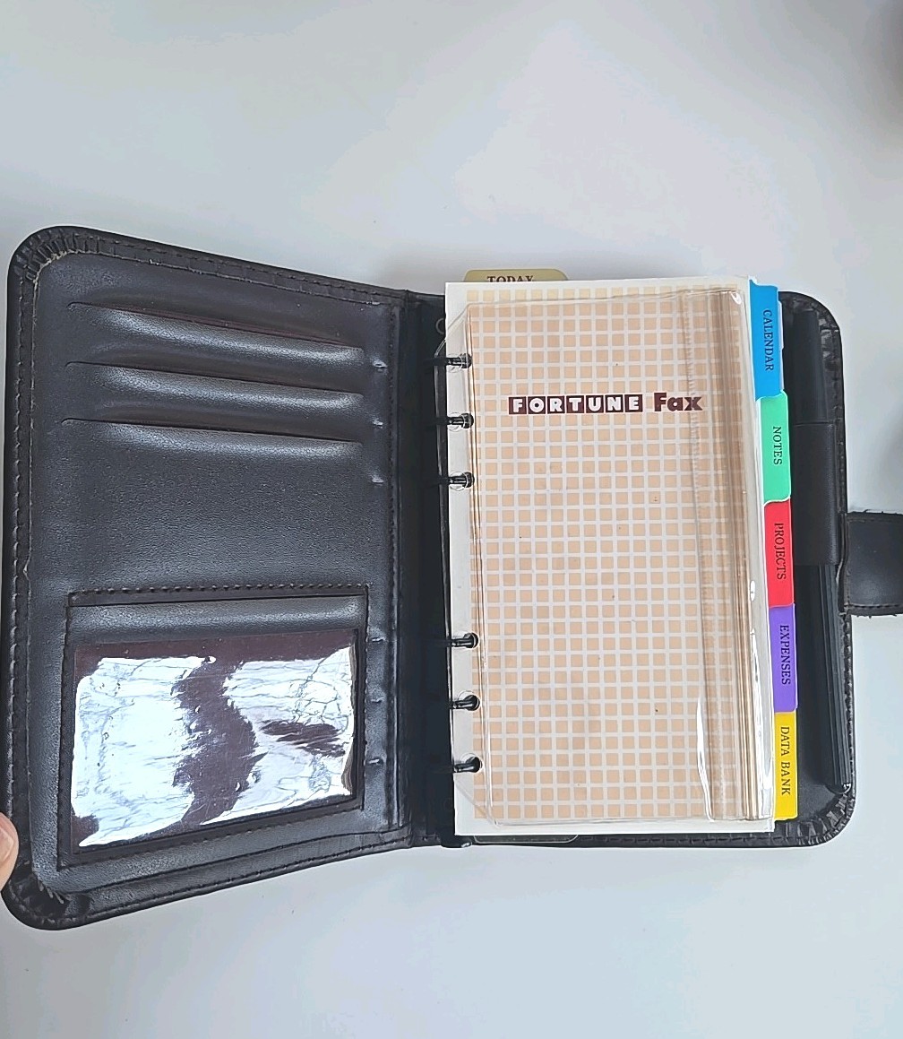 Vintage 80s Day Timer Planner Fortune Dark Brown 6 Ring Minimal Use