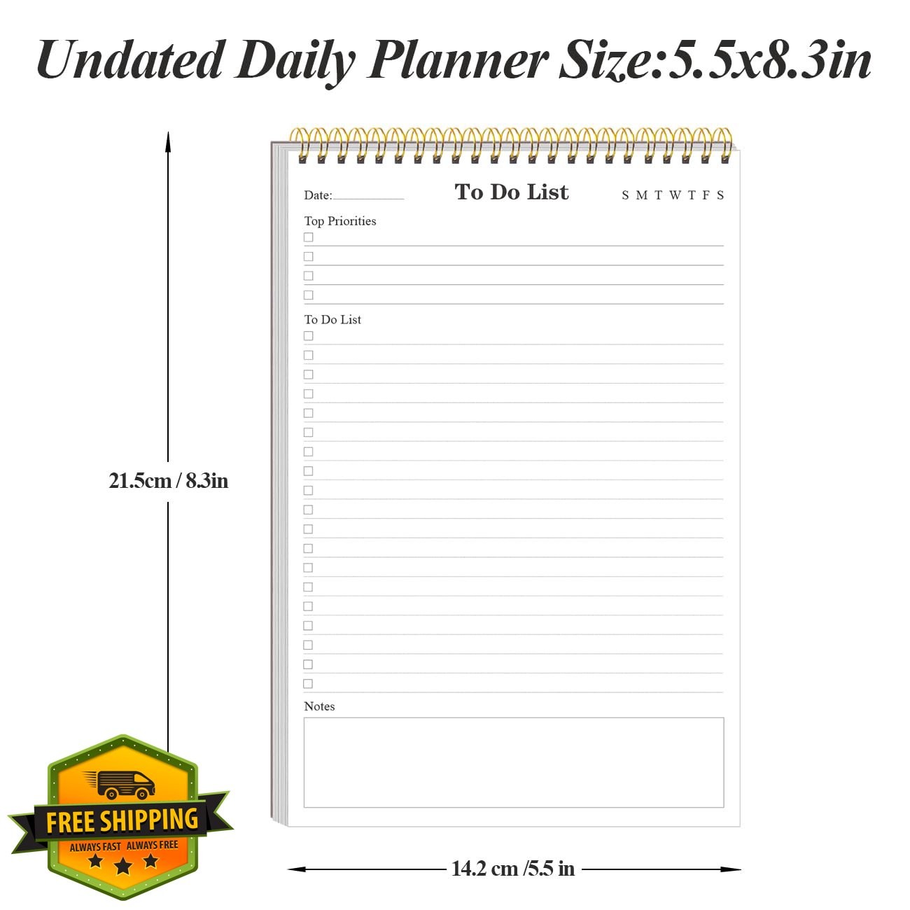 Yaridar To Do List Notepad A5 Daily Planner 5.8″x8.3″ 1-Pack