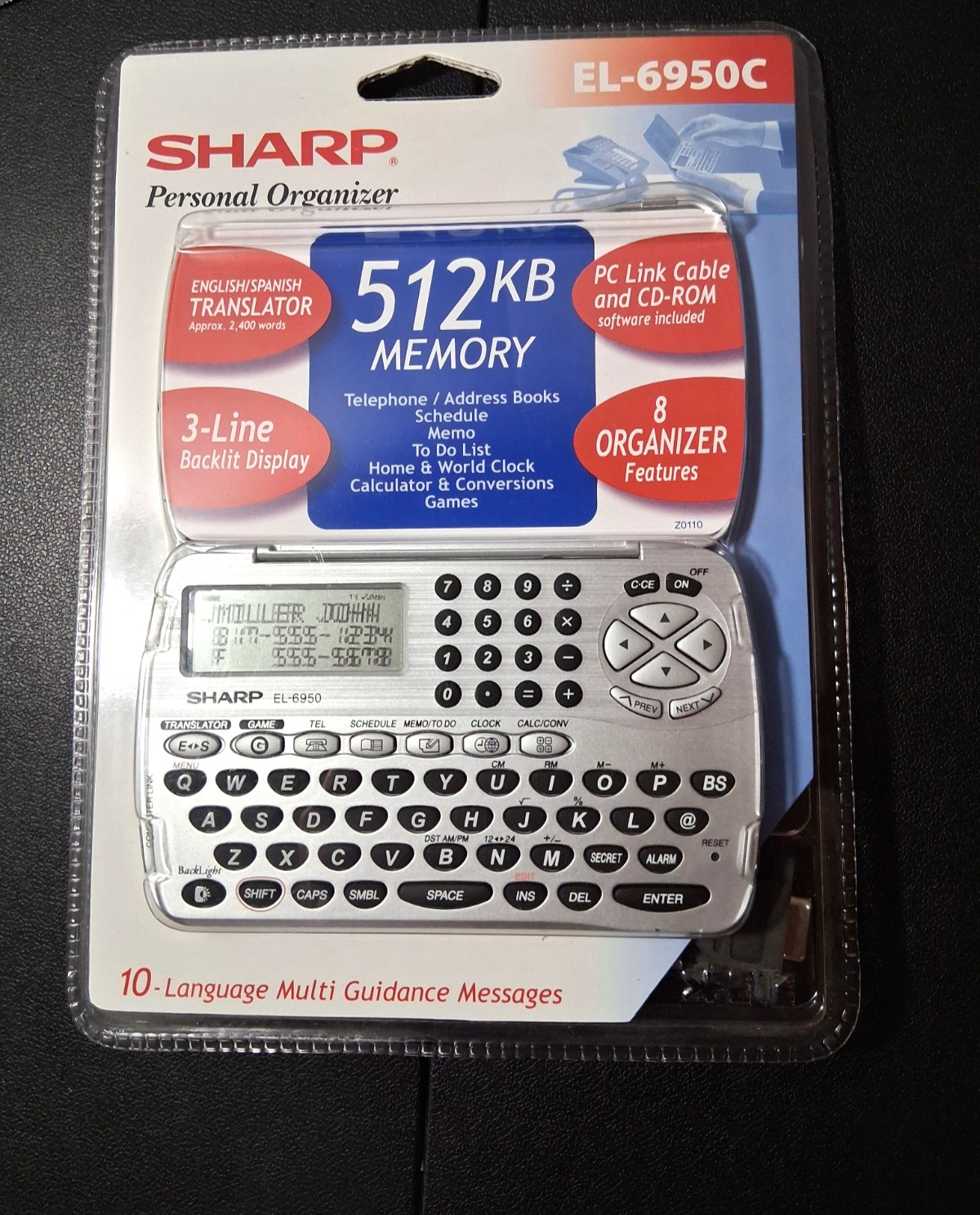Sharp Personal Organizer EL-6950C 512KB Memory Telephone Address Book 3-Line NEW