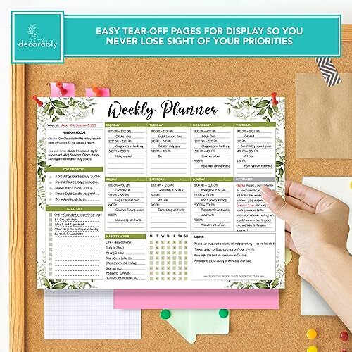 11×8.5in Weekly List Notepad – 52 Easy Tear-Off Sheets To Do Weekly Forest