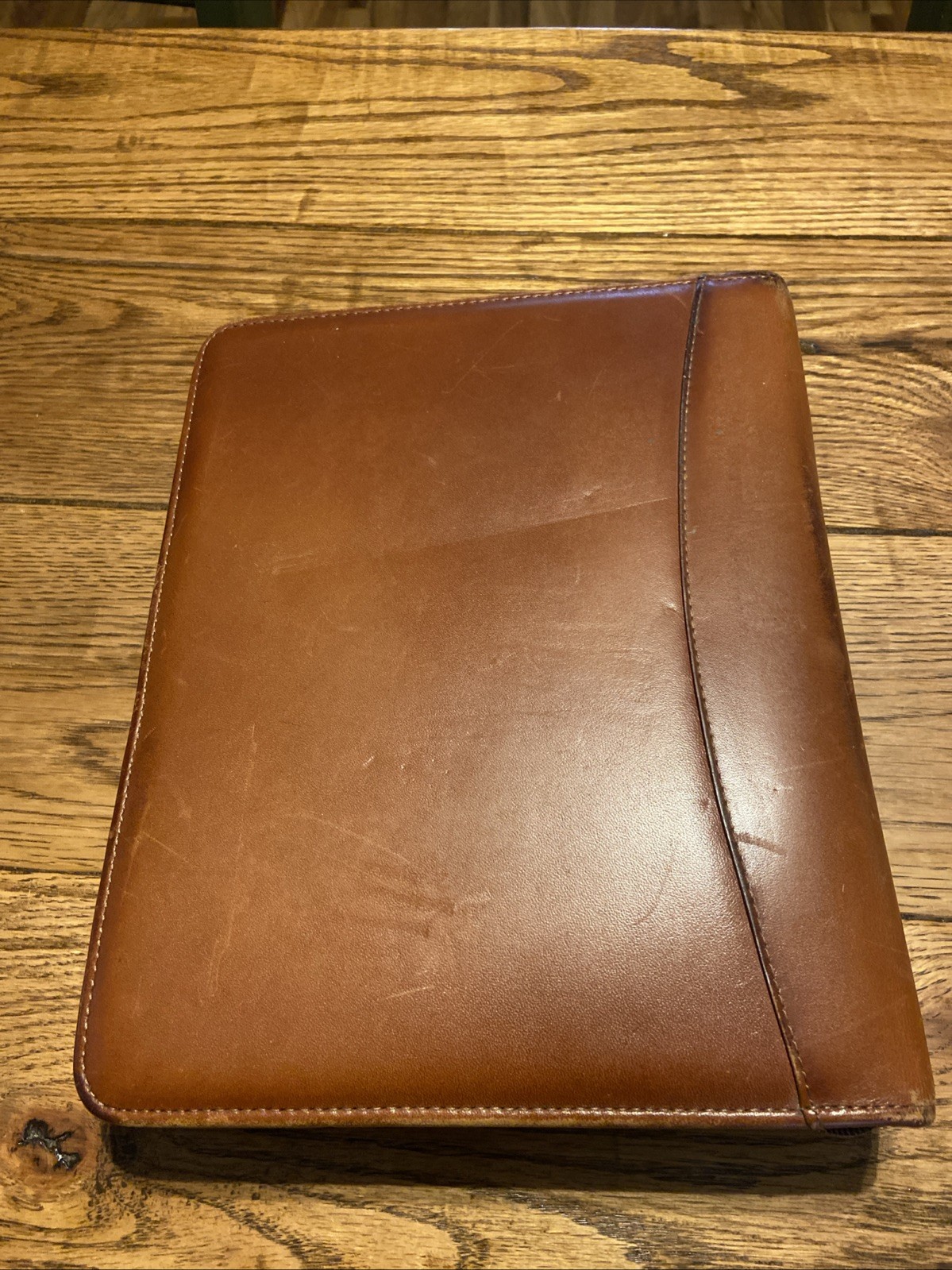 Vintage Franklin Quest Full Grain Aniline Leather Zip Planner Organizer Binder