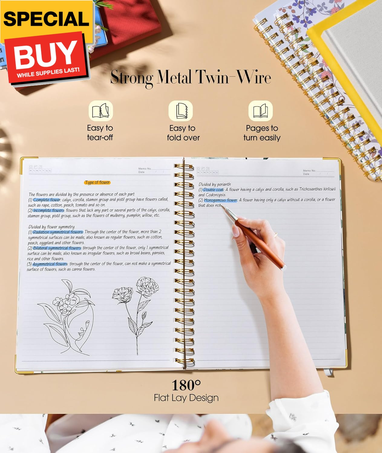 Aesthetic Spiral Notebook Journal for Women, 160 Pages Lined Notebooks 5.75” x 8