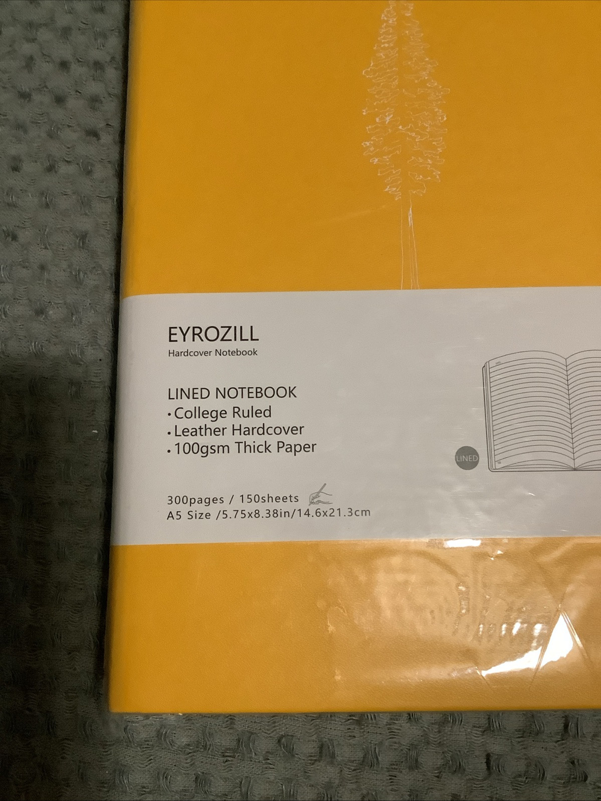 Yellow Hardcover Notebook w/ Pen 100Gsm Paper 300 Pages A5 Size Eyrozill