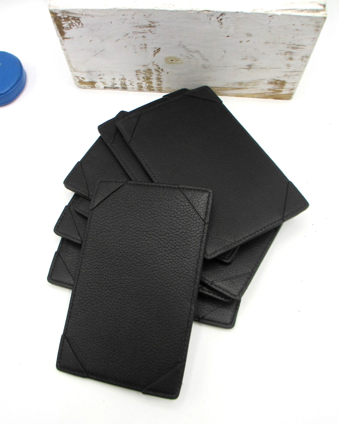 Jotter Notepad Leather 3×5″ Personal Pocket Refillable w 24 Cards Black