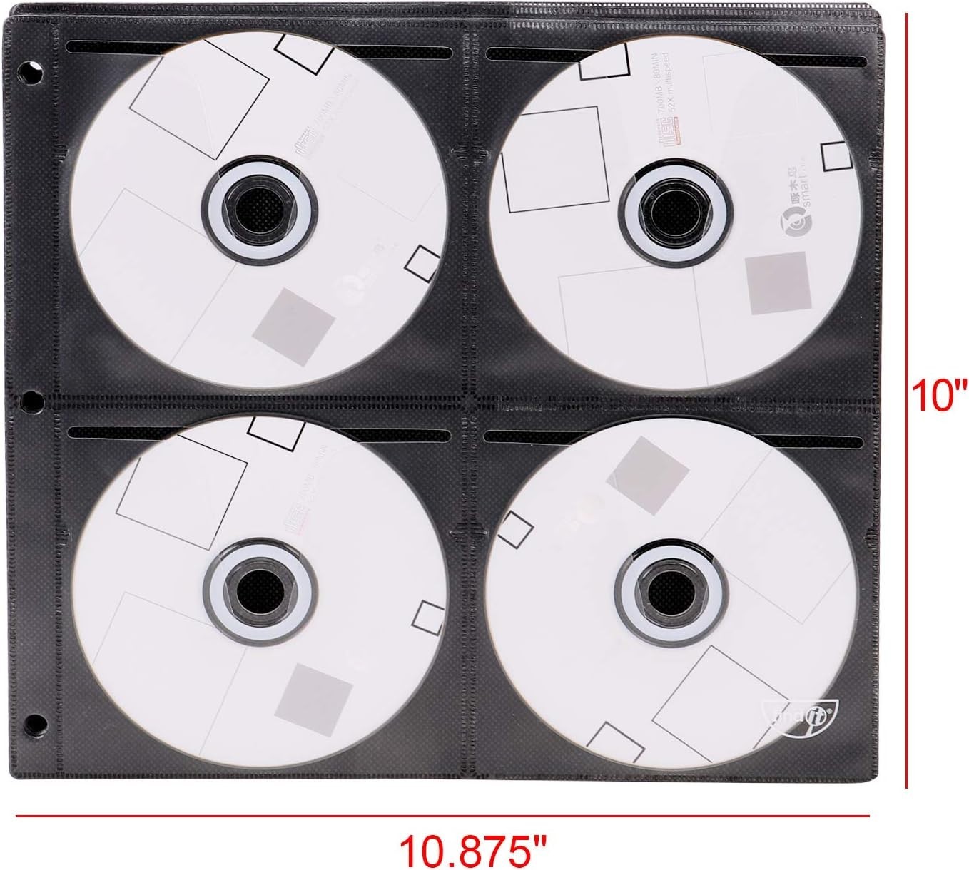 Vaultz CD Insert Pages, 3 Hole Punched, 10 x 10.875 Inches, 8 CDs/Page, 50 Pa…