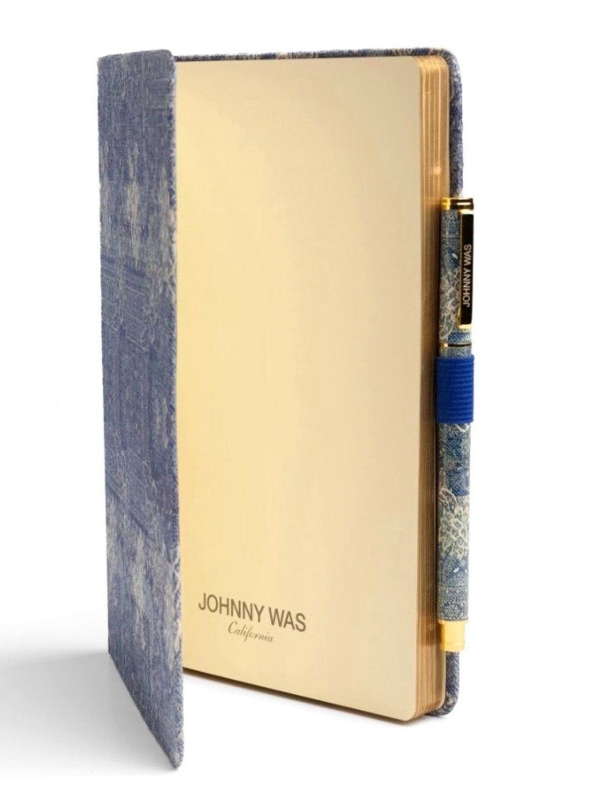 NEW Johnny Was Denim Embroidery Journal and Pen Set Silk Blend Blue 8.5″ x 6″