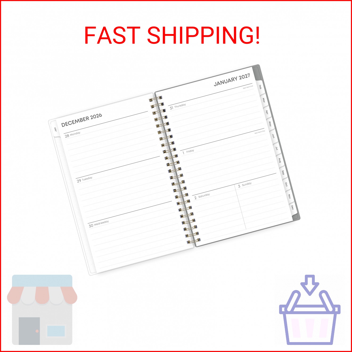 Blue Sky 2027 Weekly and Monthly Planner Calendar, January 2027 – December 2027,