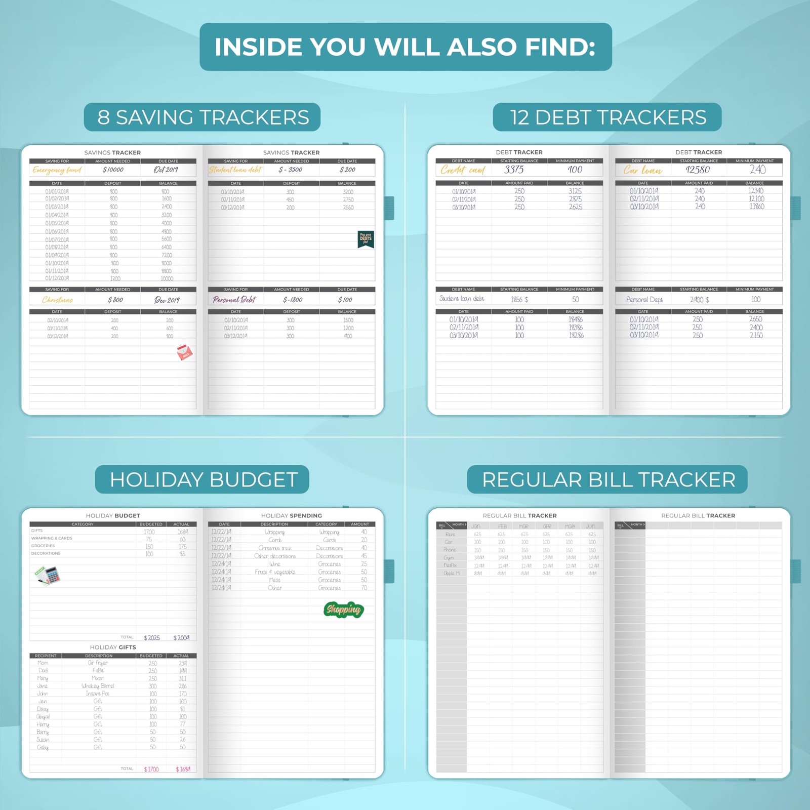 Clever Fox Budget Planner – Expense Tracker A5 (5.8” x 8.3”), Teal