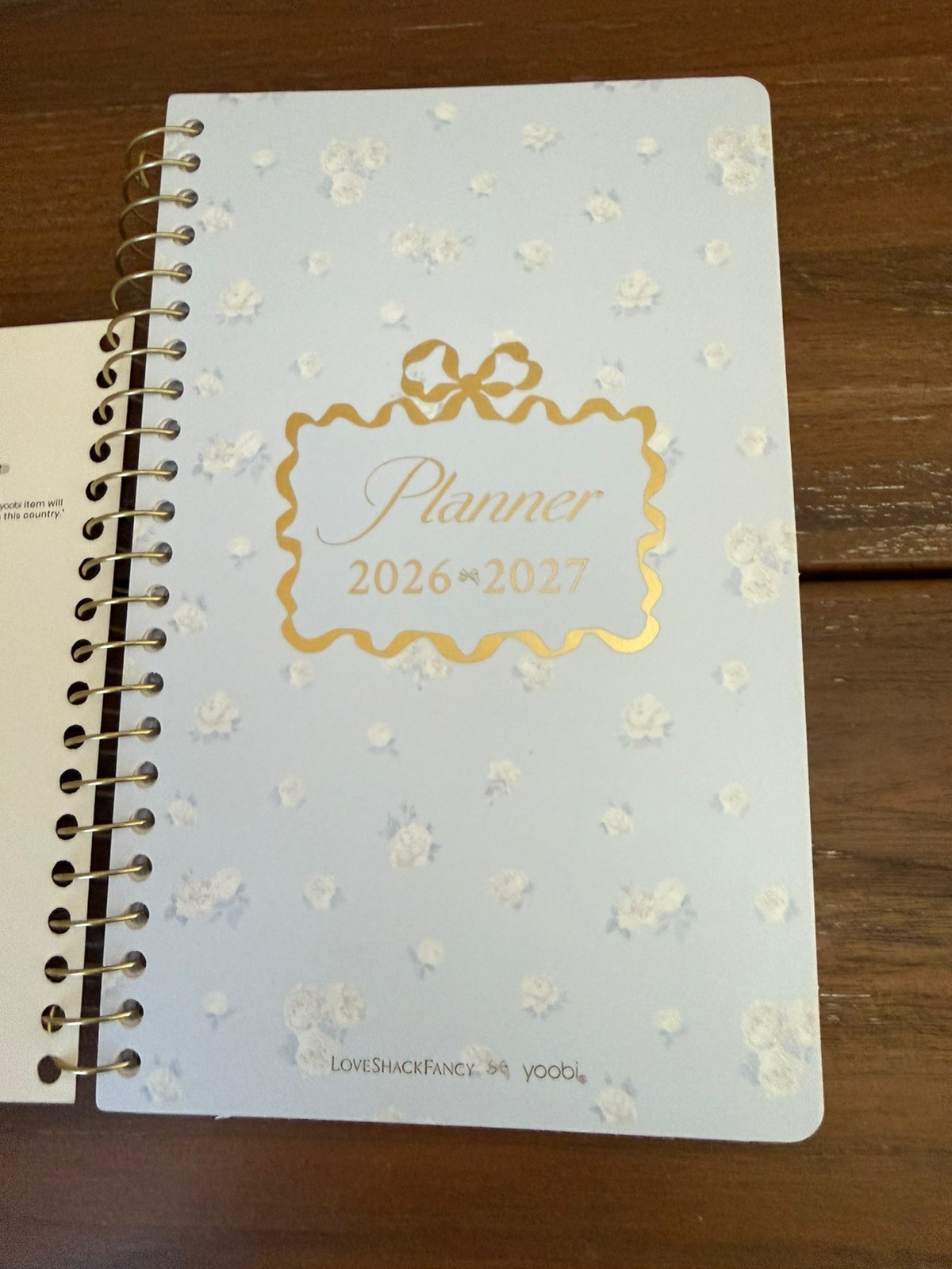 Yoobi Blue LoveShackFancy Weekly/Monthly Student Planner 2026-27 5×8 & Bow Pen