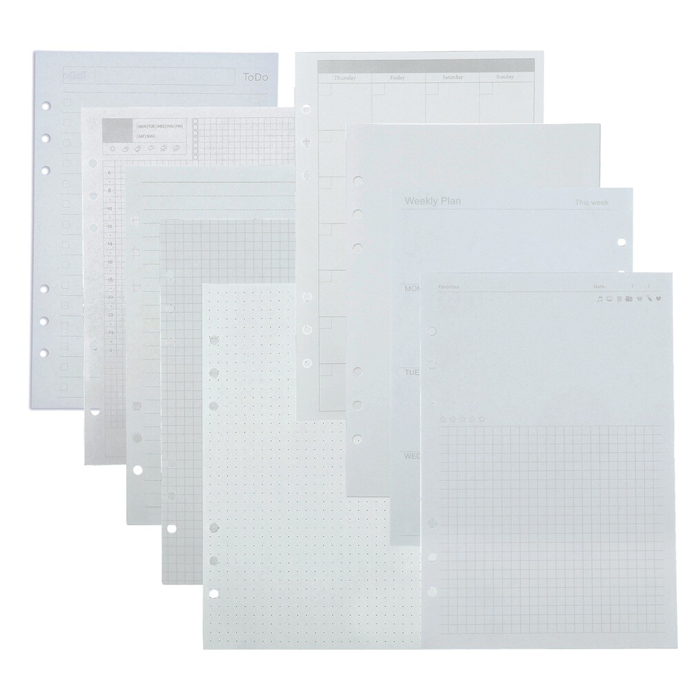 1 Copy Binder Notebook Paper A5 Refill Paper Loose Leaf 45 Pages 21x14cm 9 Type