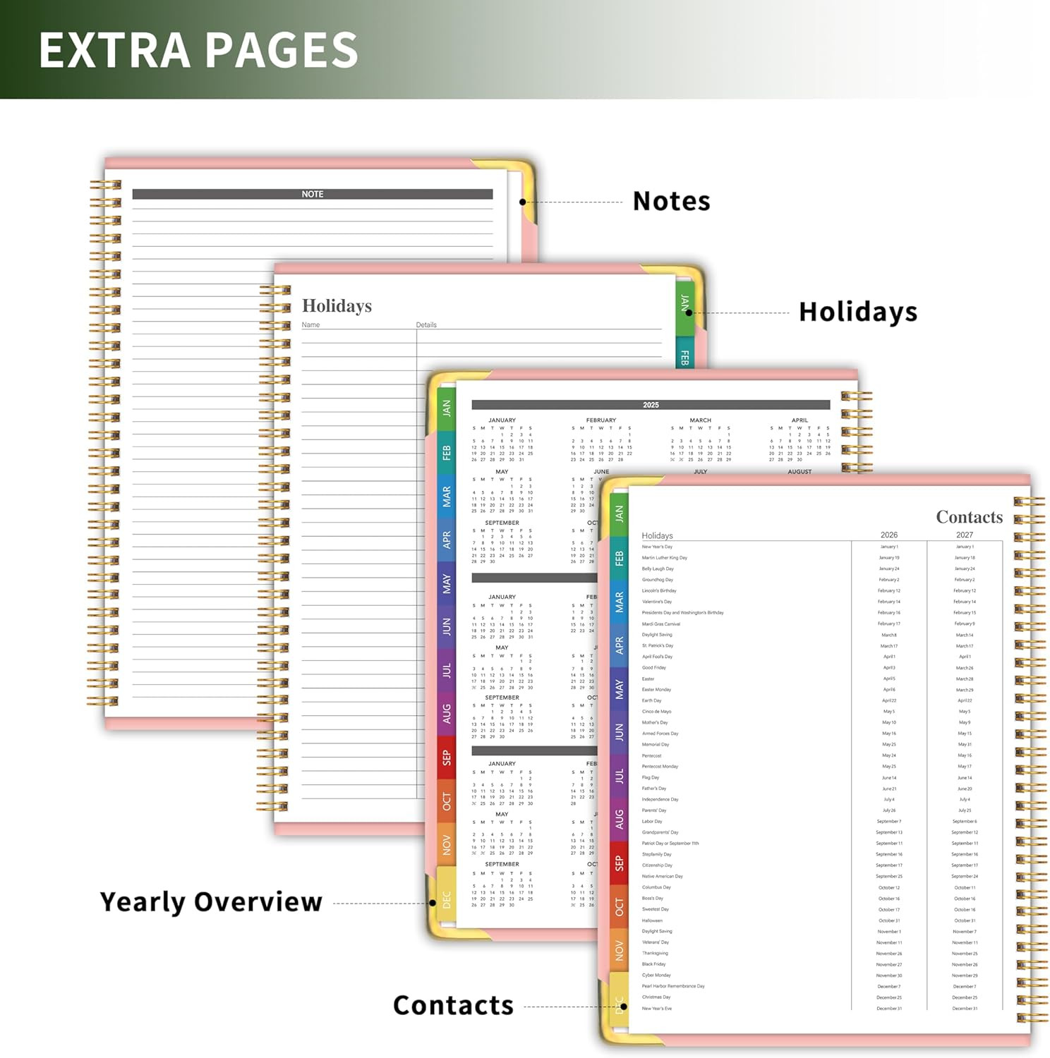 Planner -2026, Hardcover Weekly & Monthly Calendar Planner, January 2026 – Decem
