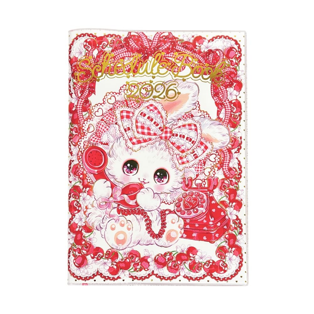 close pin Fumika Amenomori Planner 2026 B6 Monthly Cherry Lady Rabbit