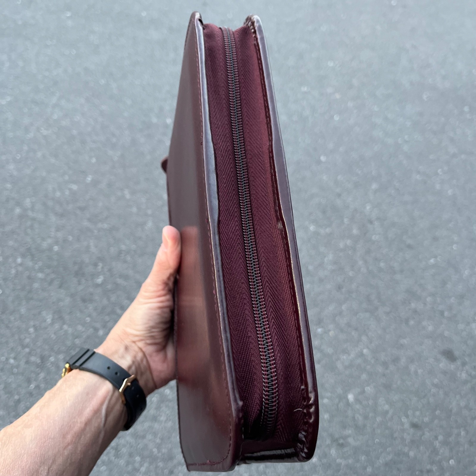 Day-Timer Desk Planner NEW Burgundy Leather 8.5×11 7 Ring Binder Zip Around Vtg