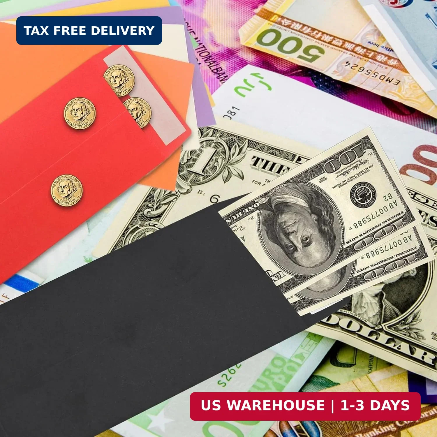 Cash Envelopes 100 Pack – 3.5×6.5 Inch, Red, Coin, Seed, Colorful Cash Envelopes