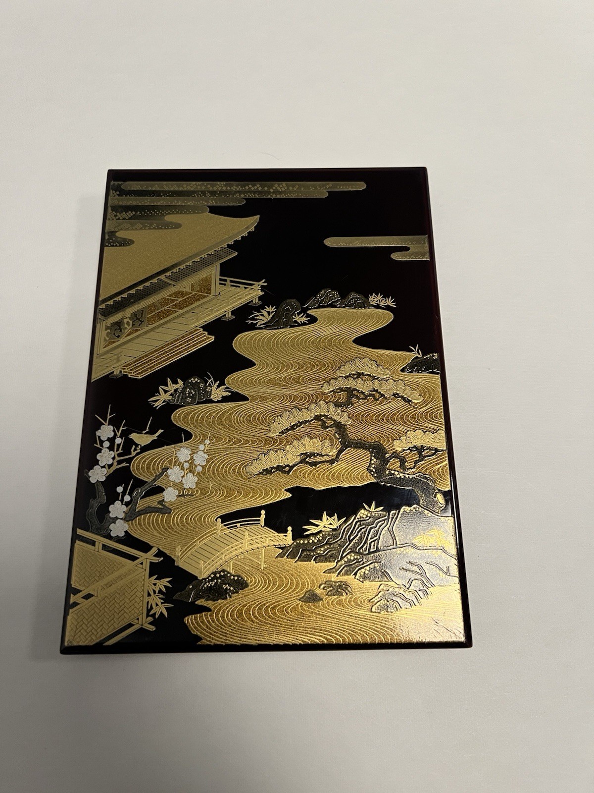 Vintage Lacquerware Japanese address book .Burgundy and gold
