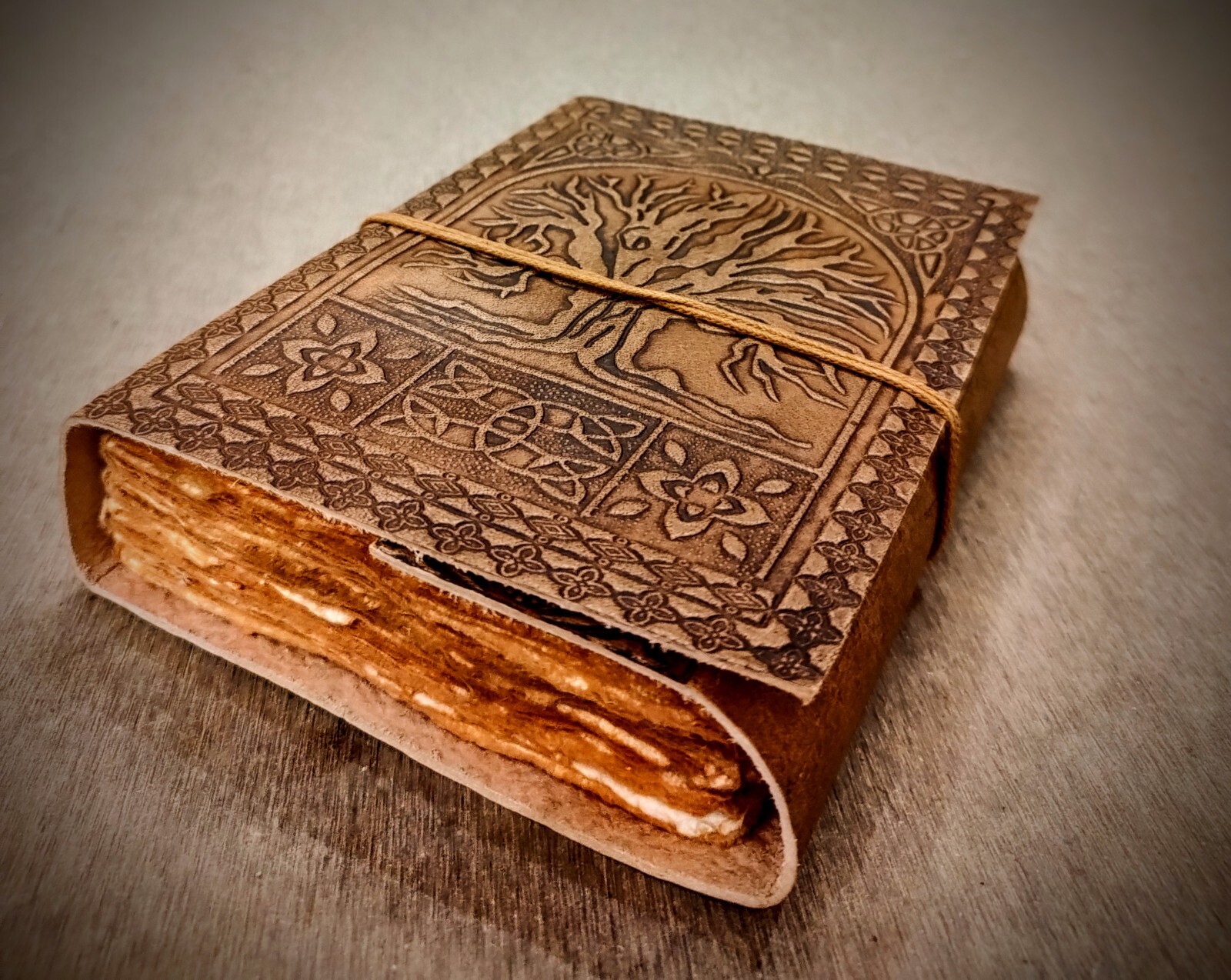 Handmade Tree of Life Embossed Leather Bound 200 Page Unlined Unisex Journal