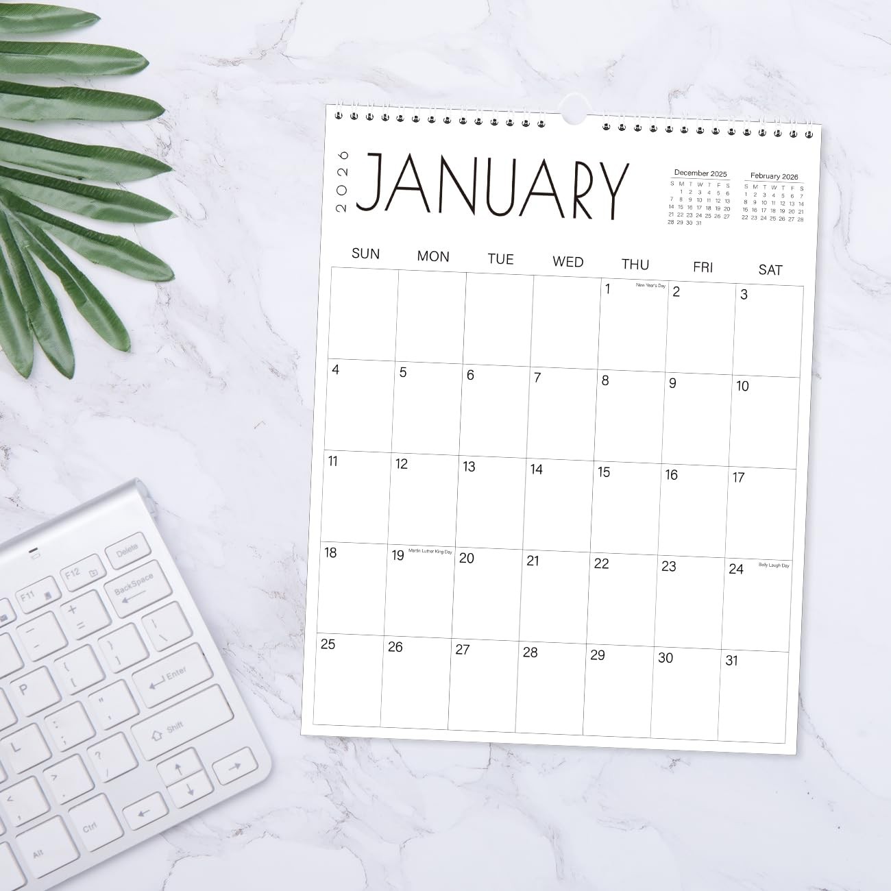 2026 Calendar – 18-Month 11″ x 14″ wall vertical, Black-Large-Word Vertical
