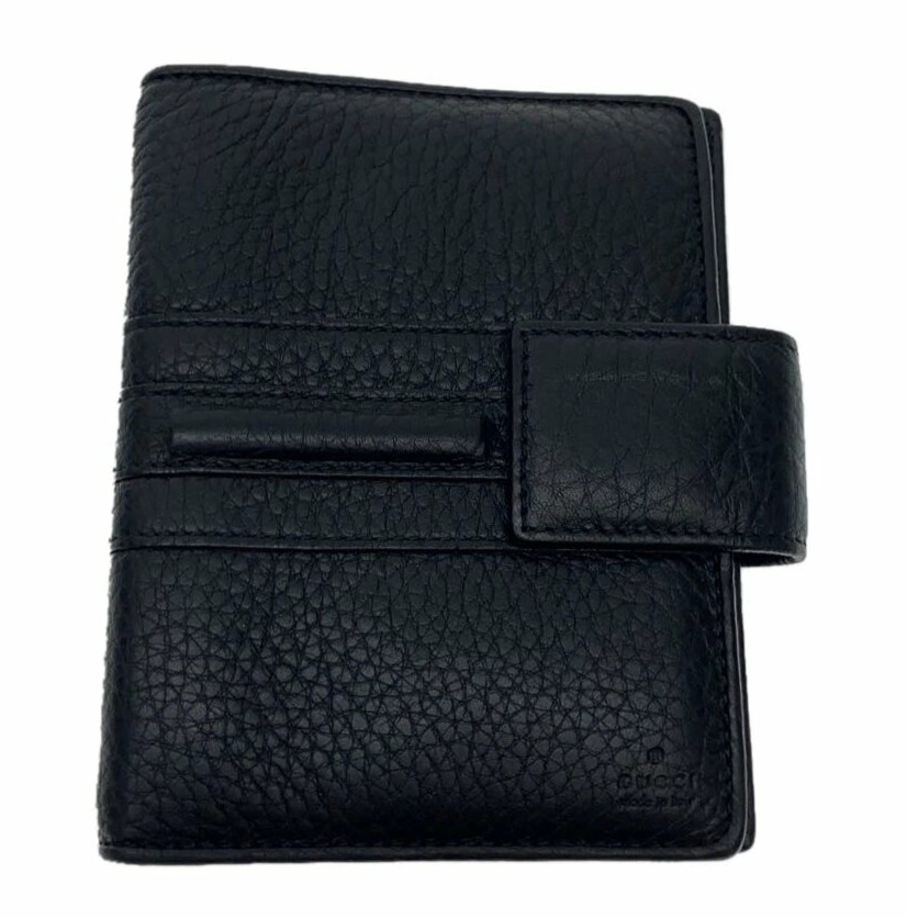 GUCCI Agenda Planner Notebook Cover Black Leather 6 Ring 245821 Japan Authentic