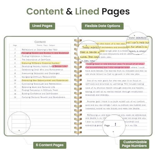Lined Spiral Journal Notebook for Women & Men140 Pages College Ruled Hardcover