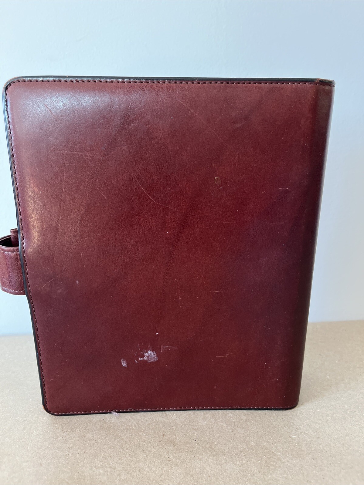 Day-Timer Planner Binder Brown Leather 7 Rings Loose Leaf USA Made 1996 Vintage