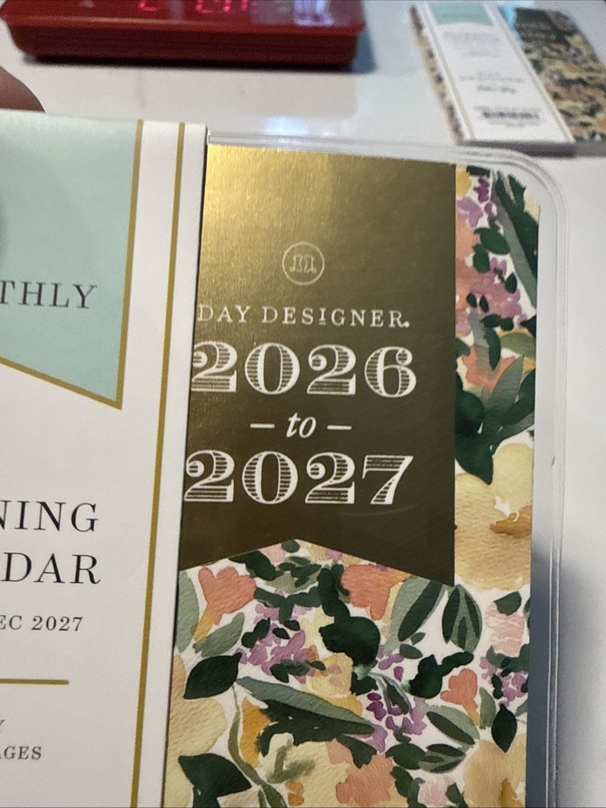 Blue Sky Day Designer 2026 2027 Calendar Planner Monthly Pocket White Floral