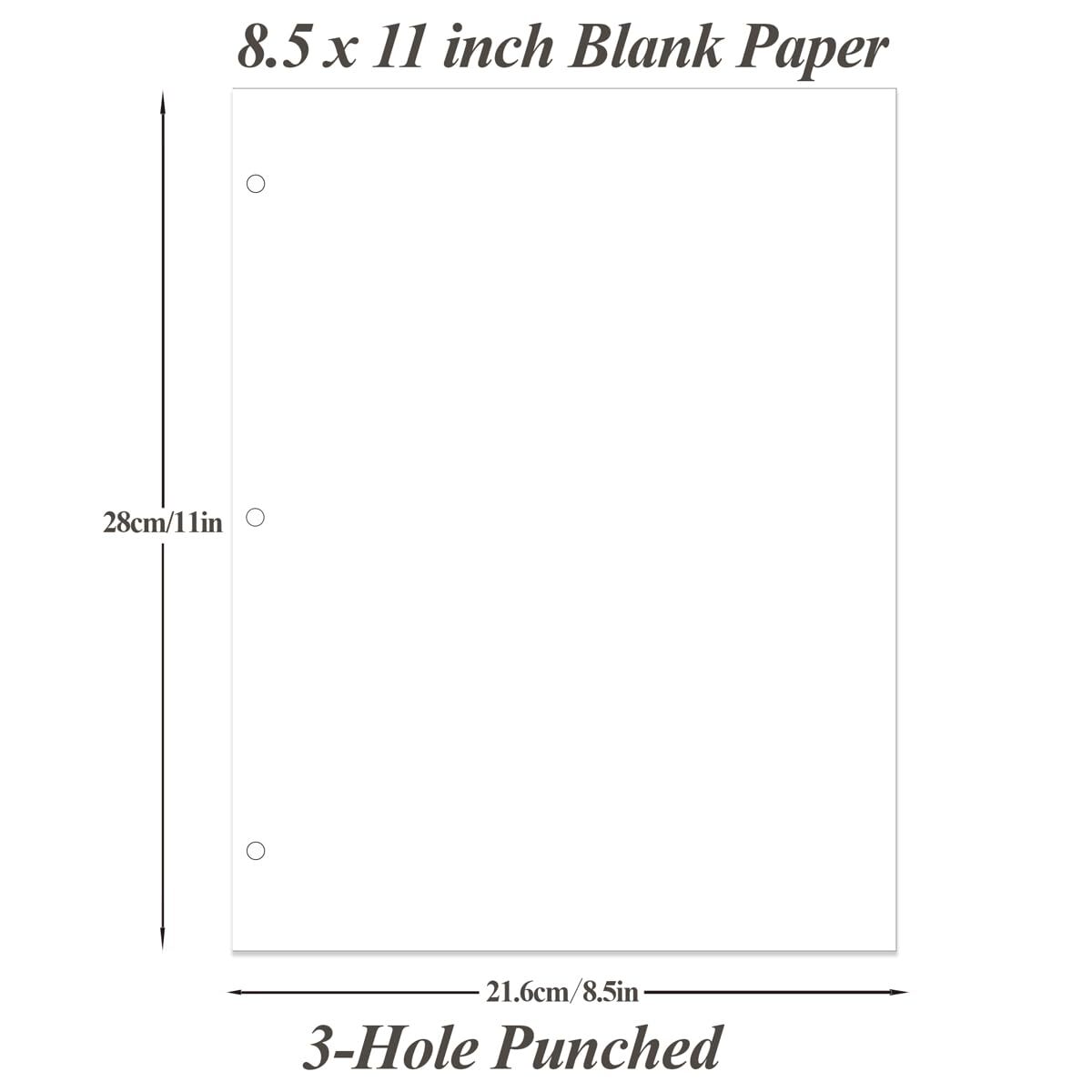 A4 Blank Filler Paper 3-Hole Blank Paper 100Sheets / 200Pages Loose-Leaf Pape…