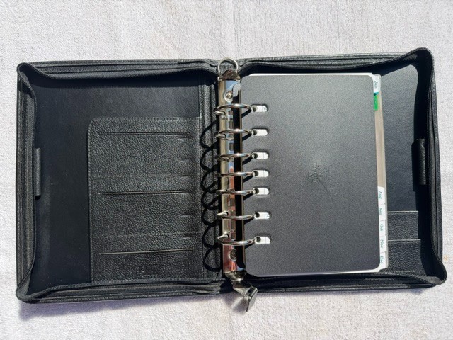 Vtg Franklin Quest Black Leather Spacemaker Planner 7-Ring Binder CL 12215