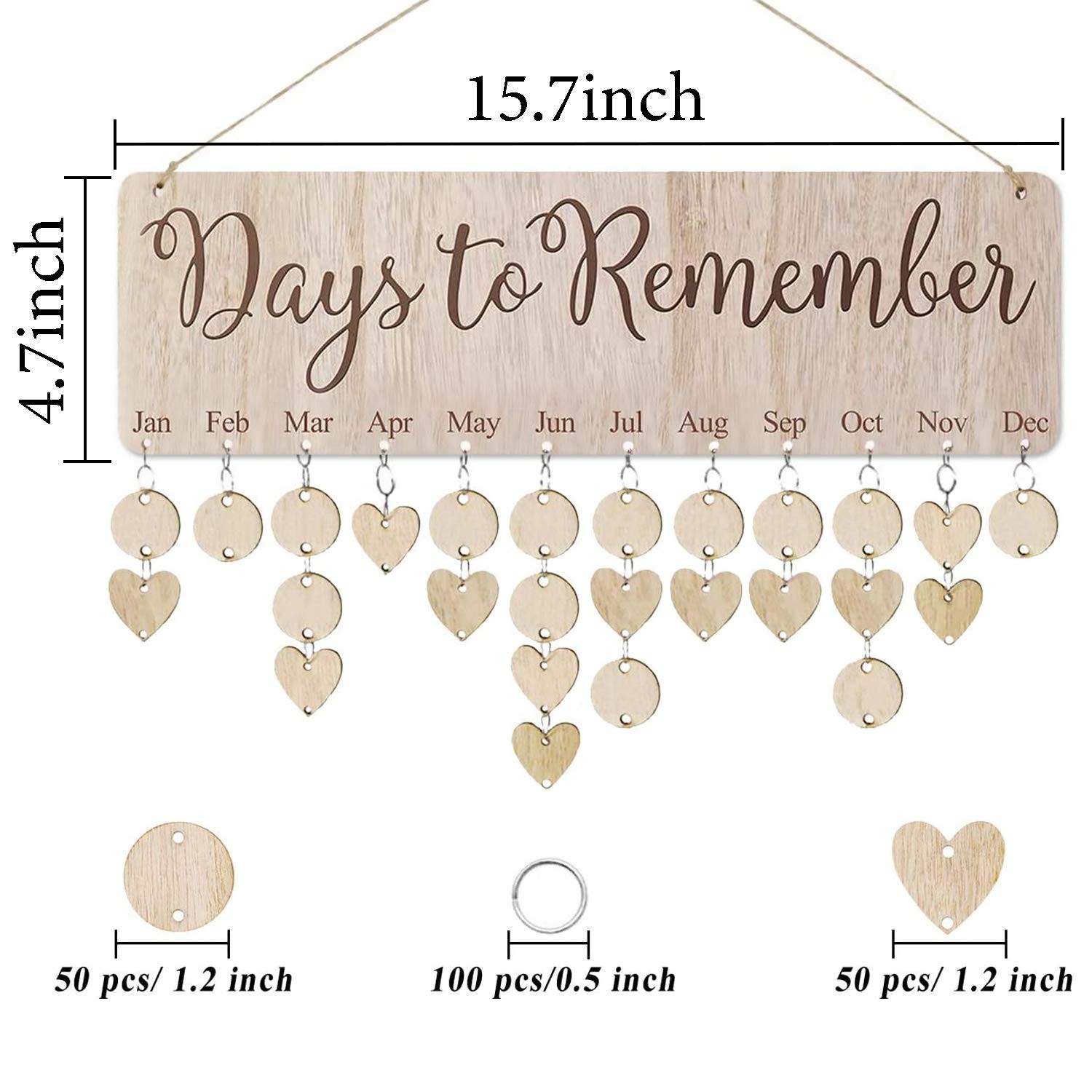 Family Birthday Reminder Calendar Board With Tags,DIY Wooden Day to Remember
