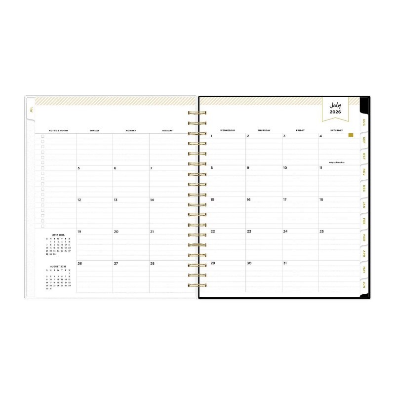 2026-2027 Planner Rugby Stripe Black Frosted 27 Daily/Monthly Safety Wirebound
