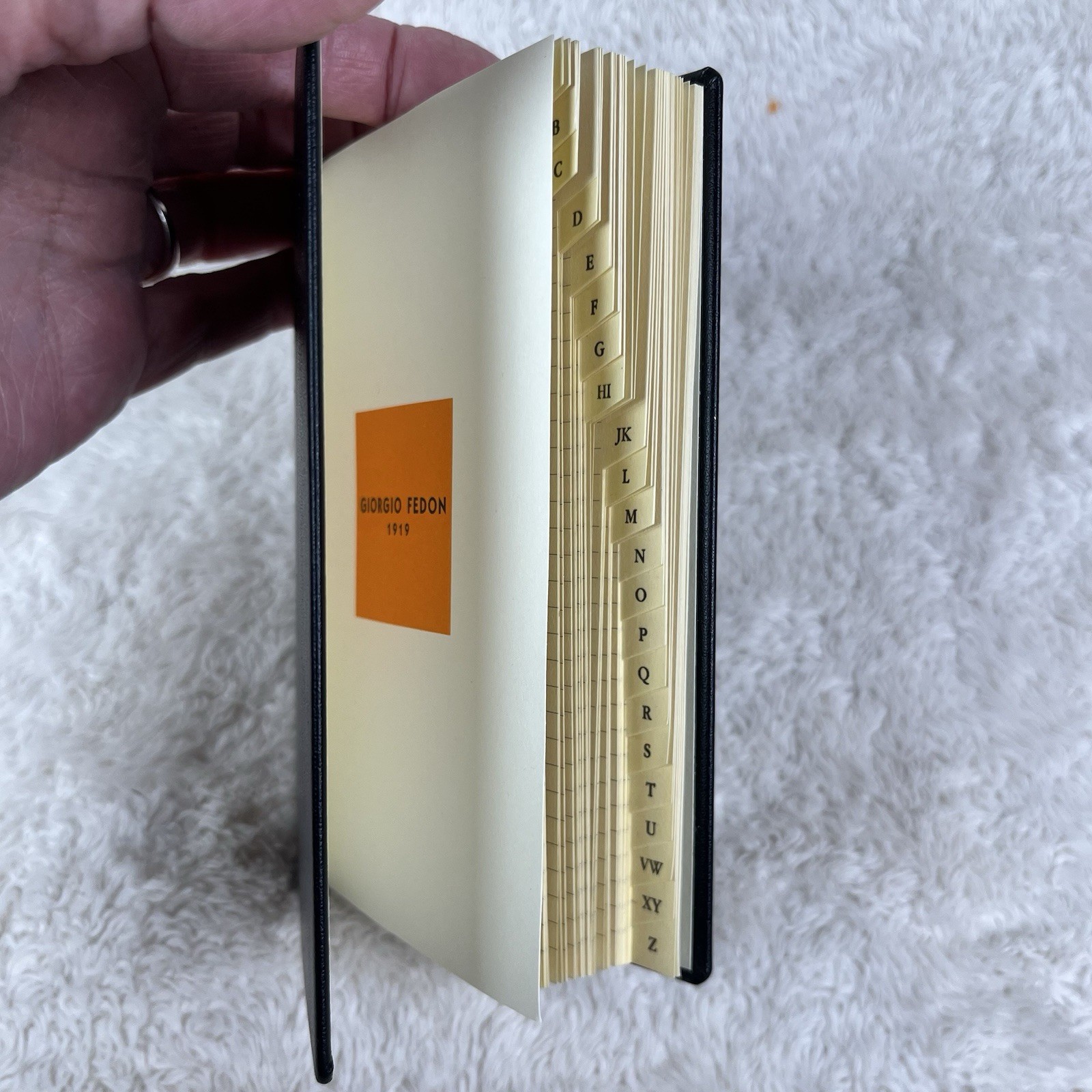 Giorgio Fedon Leather Address Book Agenda Black 3” x 5” Dust Cover Made in Italy