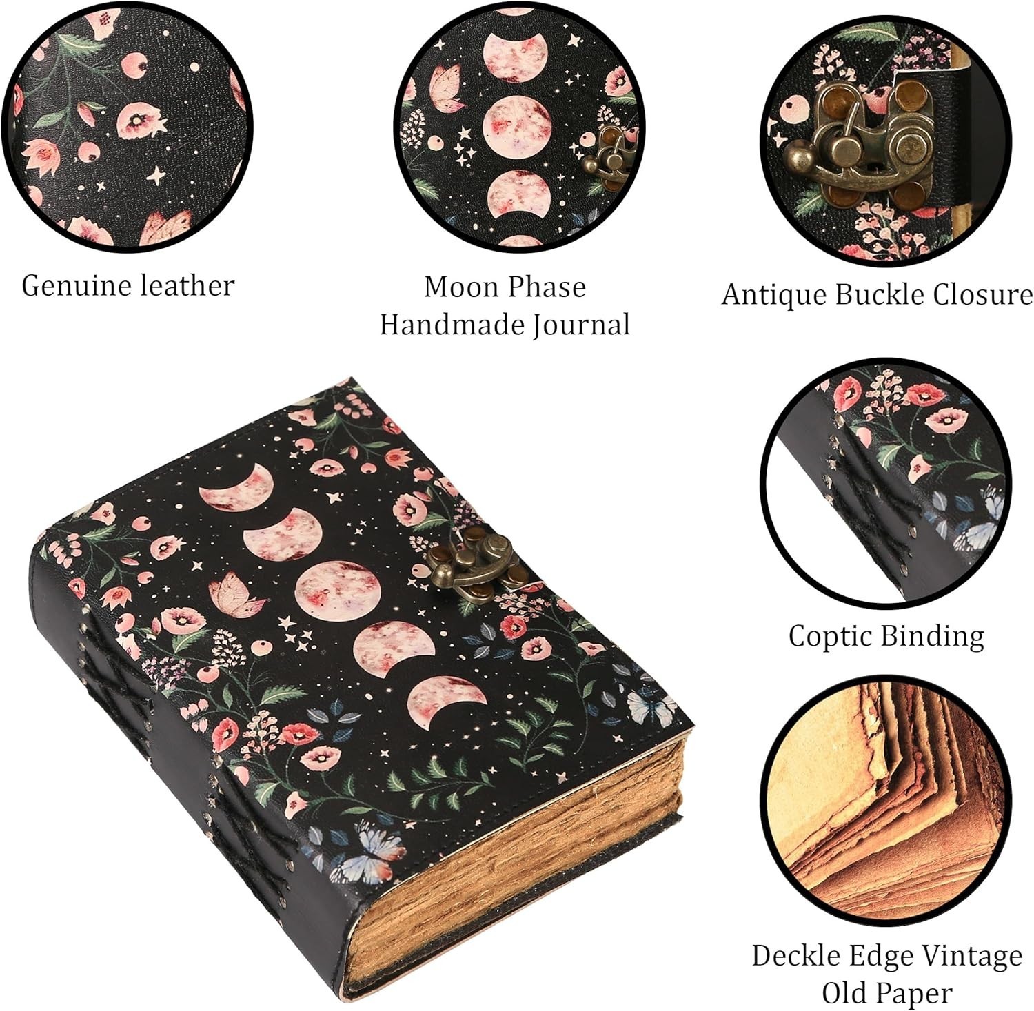 Blank Spell Book of Shadows Journal with Lock Clasp Celestial Handmade Vintage L