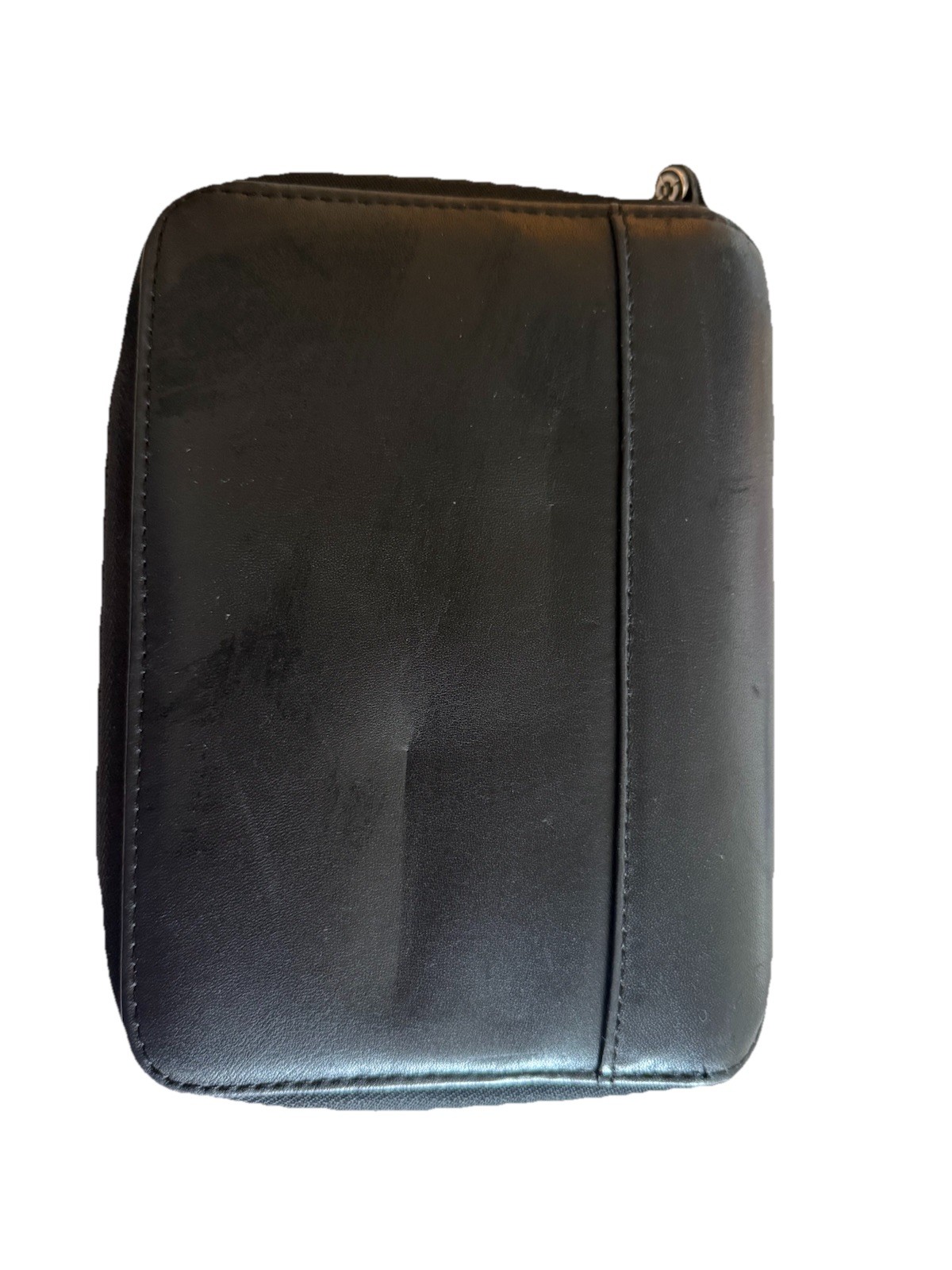 Vintage Franklin Covey 6-Ring Zip Around Black Full Grain Leather Binder 1996