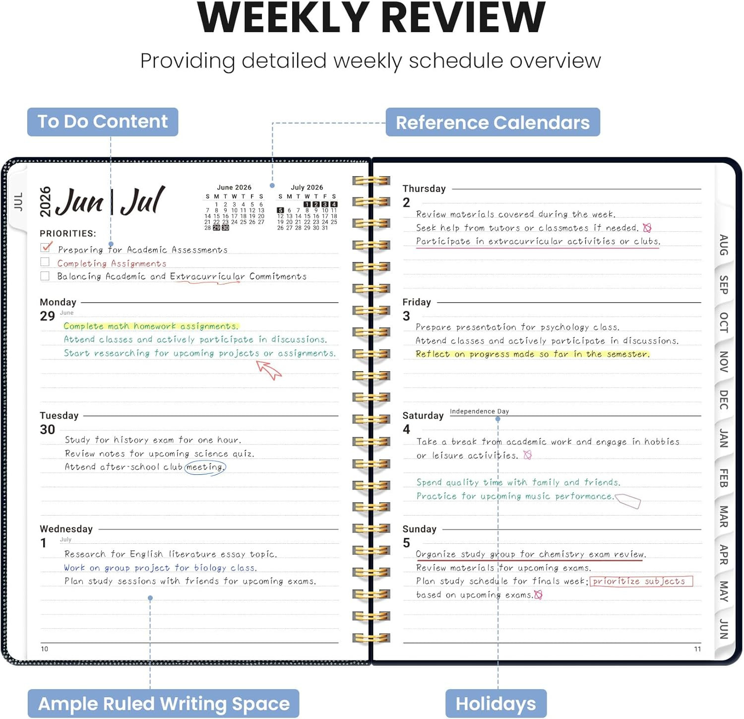 Planner 2026-2027, Monthly and Weekly Academic Planner July 2026 – June 2027, Ha