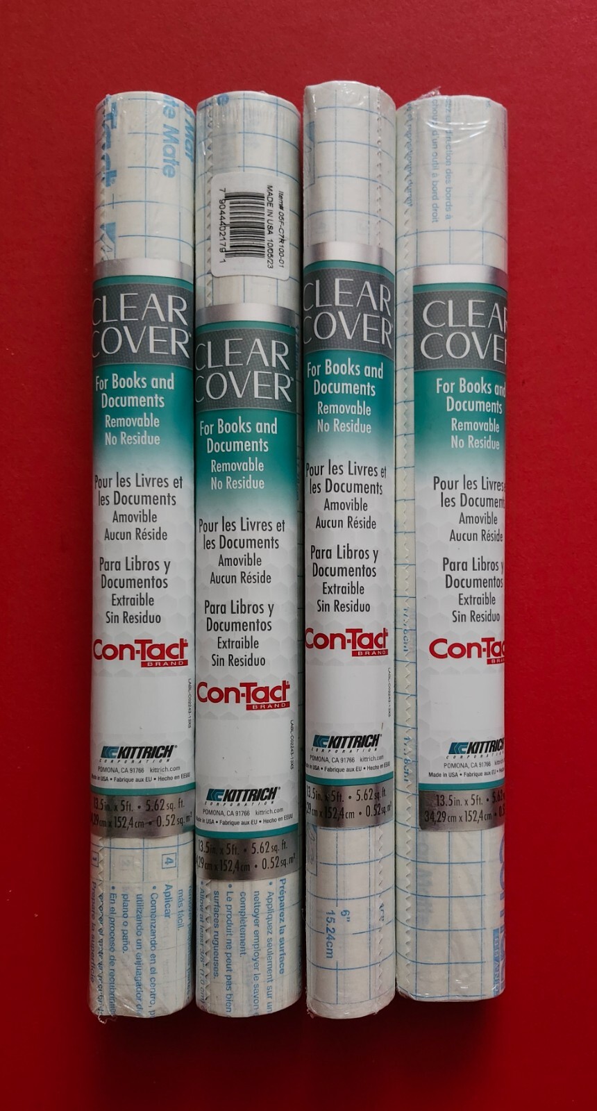 One Con-Tact Contact Clear Adhesive Cover 13.5 ” x 5 ft for Books Documents NIP