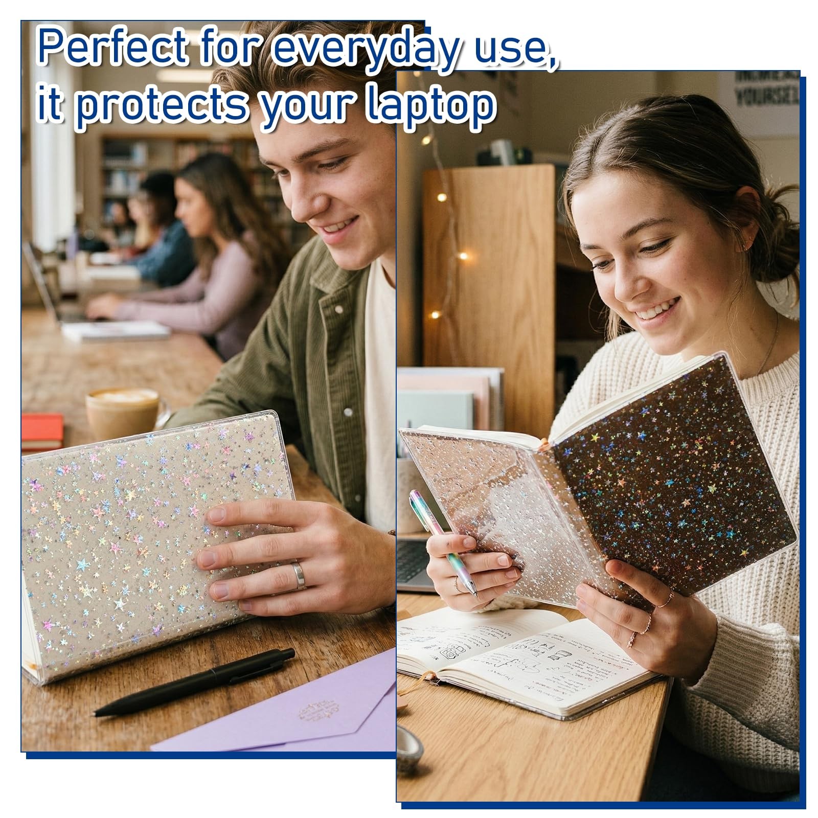 2 PCS A5 Jelly Cover, Transparent Travelers Notebook Glitter Clear